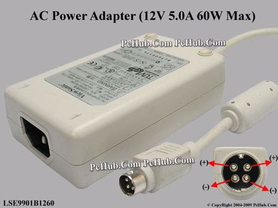 100-240V 1.5A Output ViewSonic AC/DC Adaptor VSACC24666-1W Input 19V 3.16A 