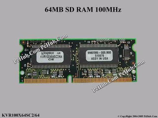 Kingston KVR100X64SC2/64 Laptop SD RAM 100MHz 64MB