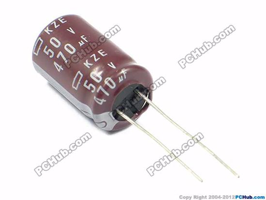 Picture of NCC Capacitor Electrolytic 50V - 63V 50v 470uF, 13x20mm Height