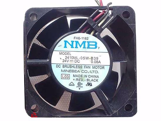 NMB-MAT / Minebea 2410ML-05W-B39 Server - Square Fan L03, sq60x60x25,  3-wire, 24V 0.08A