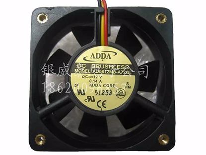 for ADDA AD0612UB-A72GL 60x60x25mm 12VDC 0.27A BRUSHLESS FAN 3wire 