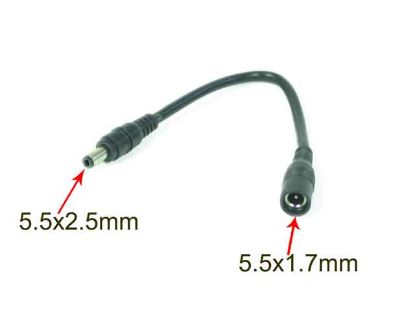 Picture of PCH For Laptop DC Tip Converter-Wire 5.5x1.7mm To  5.5x2.5mm Plug, 200mm, 60 Watts
