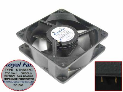 Royal Fan UTHS457C Server - Square Fan Steel, sq120x120x38mm, 2-Pin, AC 230V 20/18W