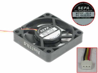 SEPA MF50F-12LA Server - Square Fan 12V0.02A, sq50x50x10mm, 3W