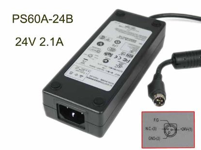Other Brands STAR MCRONCS AC Adapter 20V & Above PS60A-24B, 24V 2.1A, 3P P1=V+, C14, New