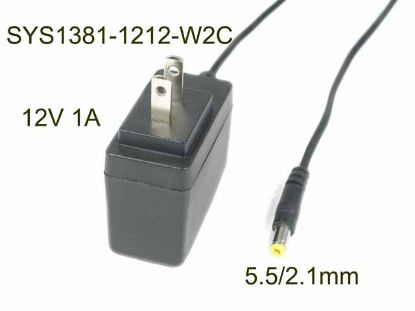 Sunny SYS1381-1212-W2C,  SYS1193-1212-W2, AC Adapter 5V-12V 12V 1A, 5.5/2.1mm, US 2P Plug, New