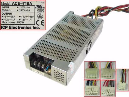 IEI ACE-716A Server - Power Supply ACE-716A, 150W,  50/60HZ, 115V-4A, 230V-2A,