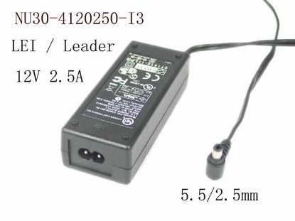 Picture of LEI / Leader NU30-4120250-I3 AC Adapter  12V 2.5A, 5.5/2.5mm, 2-Prong, NEW