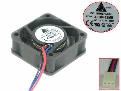 Picture of Delta Electronics AFB0412MB Server - Square Fan -T8QK, sq40x40x15mm, DC 12V 0.13A, 3-wire