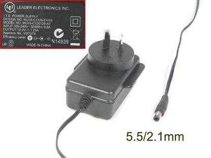 Picture of LEI / Leader MU15-C120125-A3 AC Adapter 5V-12V 12V 1.25A, 5.5/2.1mm, AU 2P, NEW