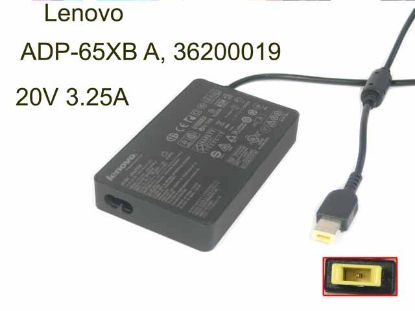 Picture of Lenovo Common Item (Lenovo) AC Adapter 20V & Above 20V 3.25A, Rectangular Tip W/Pin, 2-Prong