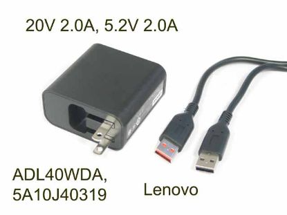 Picture of Lenovo Common Item (Lenovo) AC Adapter 20V & Above 20V 2.0A, 5.2V 2.0A, USB Tip, US 2P, Z58