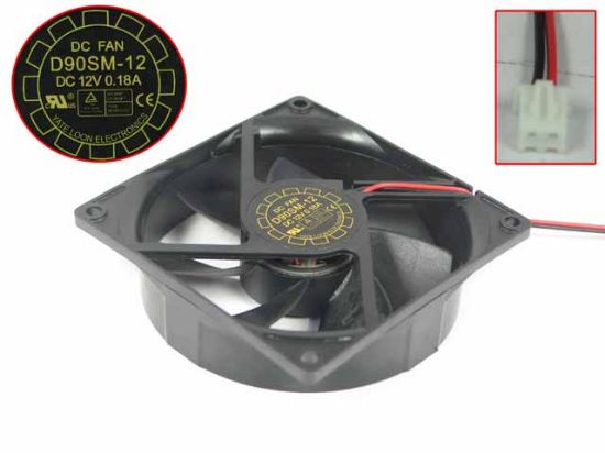 Picture of Y.L FAN / Yate Loon D90SM-12 Server - Square Fan 12V0.18A, sq90x90x25mm, 2W, New