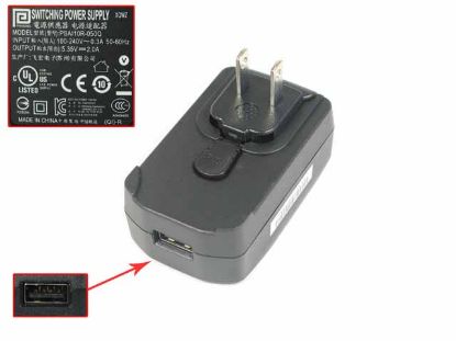 Picture of PHIHONG PSAI10R-050Q AC Adapter 5V-12V 5.35V 2A, USB Port, US 2P Plug, New