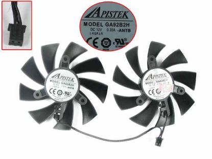 Picture of APISTEK / Rotek GA92B2H Server - Frameless / GPU Fan ANTB, 12V 0.35A, W160x2x2, D85xC42, Black, 2 Fan