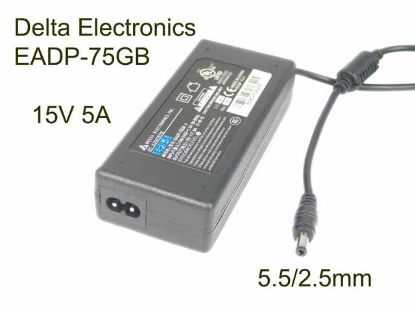Picture of Delta Electronics EADP-75GB AC Adapter - NEW Original 15V 5A, 5.5/2.5mm, 2-Prong, NEW