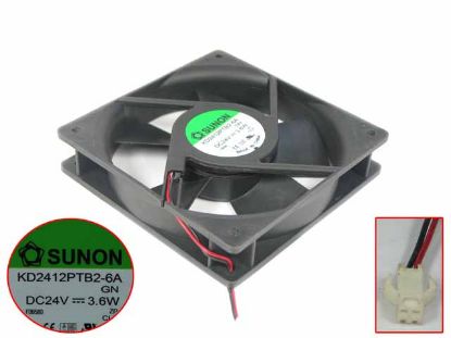 Picture of SUNON KD2412PTB2-6A Server - Square Fan GN, sq120x120x25mm, DC 24V 3.6W, 2-wire