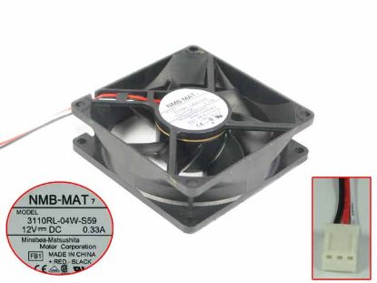 Picture of NMB-MAT / Minebea 3110RL-04W-S59 Server - Square Fan FB1, SF80x80x25, w3, 12V 0.33A