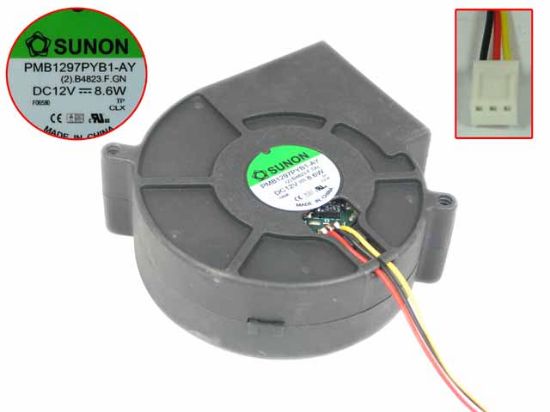 Picture of SUNON PMB1297PYB1-AY Server - Blower Fan (2).B4823.F.GN, bw97x97x33mm, 3-wire, DC 12V 8.6W