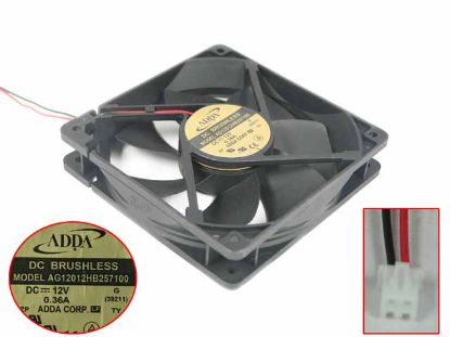 Picture of ADDA AG12012HB257100 Server - Square Fan G, (39211), 12V0.36A, sq120x120x25mm, Insertion