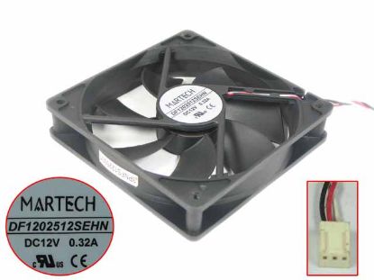 Picture of MARTECH DF1202512SEHN Server - Square Fan 12V0.32A, sq120x120x25mm, 100x3Wx3P