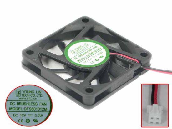 Picture of Young Lin DFS601012M Server - Square Fan 12V2.00W, sq60x60x10mm, 2W