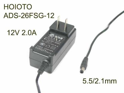Picture of HOIOTO ADS-26FSG-12 AC Adapter- Laptop 12V 2.0A, Barrel 5.5/2.1mm, US 2-Pin Plug