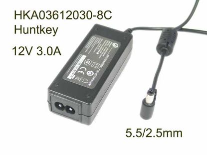 Picture of Huntkey HKA03612030-8C AC Adapter 5V-12V 12V 3.0A, Barrel 5.5/2.5mm, 2-Prong