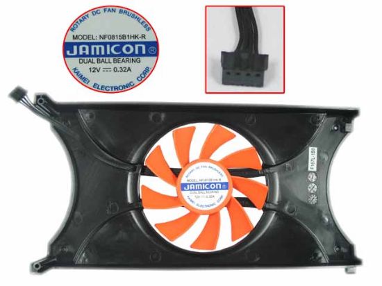 Picture of Jamicon NF0815B1HK-R Server - Frameless / GPU Fan 12V 0.32A, W80x4x4, L 189 W 103, Red, Plate
