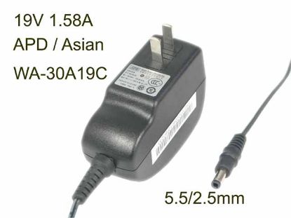 Picture of APD / Asian Power Devices WA-30A19C AC Adapter- Laptop 19V 1.58A, 5.5/2.5mm, US 2-Pin Plug