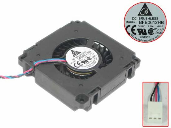Picture of Delta Electronics BFB0612HB Server - Blower Fan -9H1P, sq60x60x15, bw180x3x3, 12V 0.32A