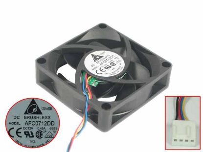 Picture of Delta Electronics AFC0712DD Server - Square Fan -9S51, sq70x70x20mm, DC 12V 0.45A, 4-wire