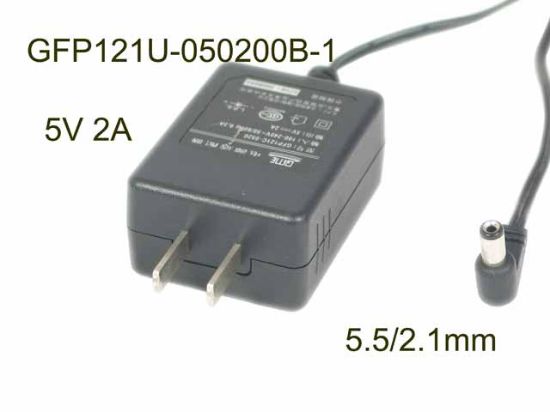 Picture of GME GFP121U-050200B-1,GFP121C-0520,  AC Adapter 5V-12V 5V 2A, 5.5/2.1mm, US 2P Plug