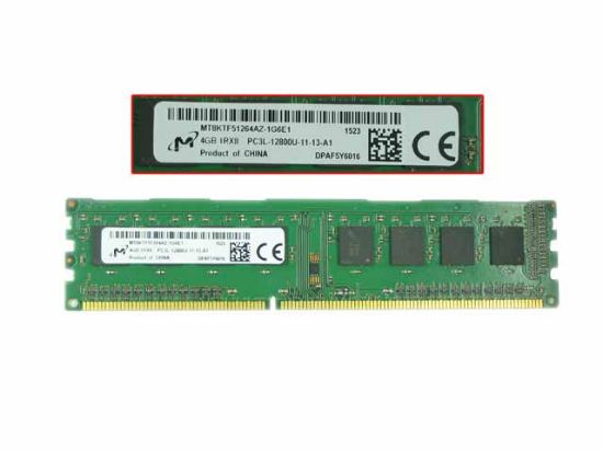 Picture of Micron MT8KTF51264AZ-1G6E1 Desktop DDR3-1600 4GB, DDR3-1600, PC3-12800, MT8KTF51264AZ-1G6E1