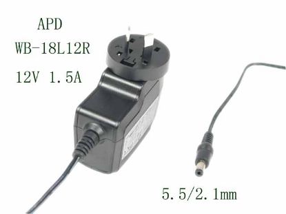 Picture of APD / Asian Power Devices WB-18L12R AC Adapter 5V-12V 12V 1.5A, Barrel 5.5/2.1mm, AU 2-Pin Plug