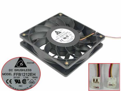 Picture of Delta Electronics FFB1212EH Server - Square Fan SM00, sq120x120x25mm, w80x3x3, 12V 1.74A