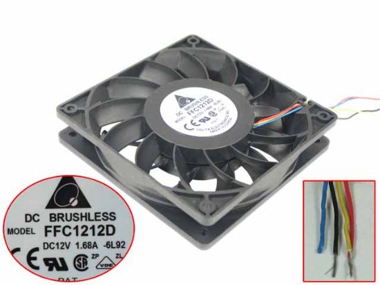 Picture of Delta Electronics FFC1212D Server - Square Fan -6L92, sq120x120x25mm, DC 12V 1.68A, 4-wire