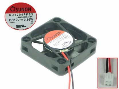 Picture of SUNON KD1204PFB3 Server - Square Fan 11.(2).B4086.A.GN, SF40x40x10, w60x2x2, 12V 0.86W