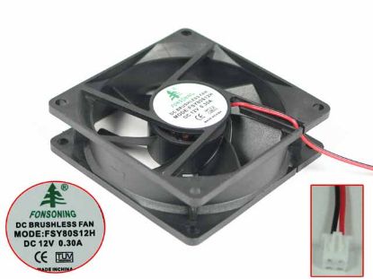 Picture of FONSONING FSY80S12H Server - Square Fan 12V0.30A, sq80x80x25mm, 100x2Wx2P, New