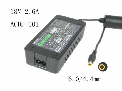 Picture of Sony AC Adapter (Sony) AC Adapter 13V-19V 18V 2.6A, 6.0/4.4mm WP, 2P, New