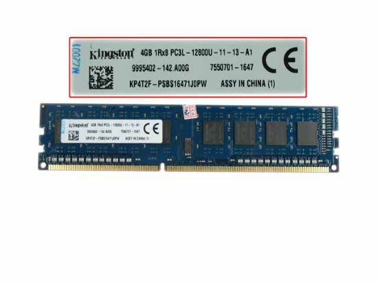 Picture of Kingston ASU16D3LU1KBG/4G Desktop DDR3-1600 4GB, DDR3-1600, PC3-12800, PC3L-12800U， ASU16D3LU1KBG/4G