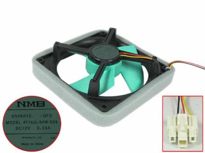 Picture of NMB-MAT / Minebea 4715JL-04W-S29 Server-Square Fan 12V 0.23A, 125x113x15mm, 80x3wx3p, New