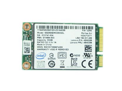 Picture of Intel SSDMAEMC080G2 SSD mSATA 128GB & Below 80GB, 2.0, 51x30x3.8mm