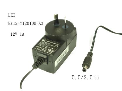 Picture of LEI / Leader MV12-Y120100-A3 AC Adapter 5V-12V 12V 1A, 5.5/2.5mm, AU 2P Plug, New