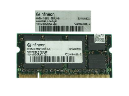 Picture of Infineon HYS64D128021GBDL-5-B  Laptop  1GB, DDR-400, PC3200S,  HYS64D128021GBDL-5-B , Lapt