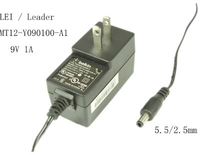 Picture of LEI / Leader MT12-Y090100-A1 AC Adapter 5V-12V 9V 1A, 5.5/2.5mm, US 2P Plug, New
