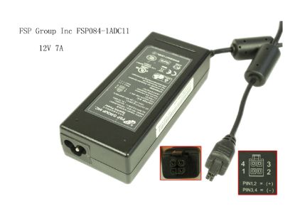 Picture of FSP Group Inc FSP084-1ADC11  AC Adapter 5V-12V 12V 7A, 4H H2&3=V+, 3-Prong