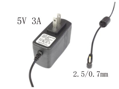 Picture of PCH OEM Power AC Adapter - Compatible HN-538, 5V 3A 2.5/0.7mm, US 2-Pin, New
