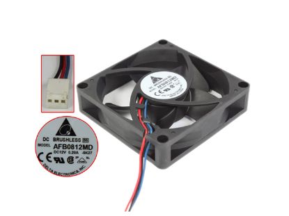 Picture of Delta Electronics AFB0812MD Server - Square Fan -5K27, sq80x80x20mm, DC 12V 0.20A, w100x3x3