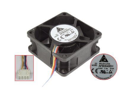 Picture of Delta Electronics AFB0648EH Server - Square Fan -BH2R, sq60x60x25mm, DC 48V 0.16A, 4-wire